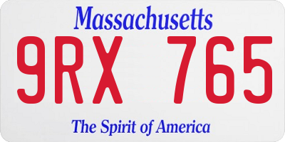 MA license plate 9RX765