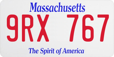 MA license plate 9RX767