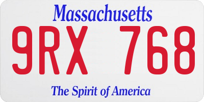 MA license plate 9RX768