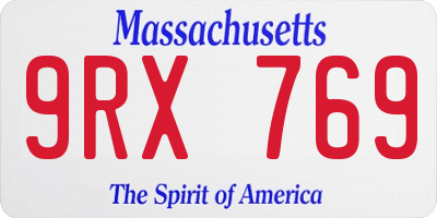 MA license plate 9RX769