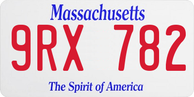 MA license plate 9RX782