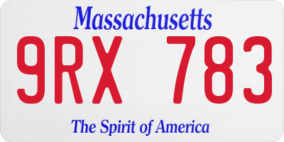 MA license plate 9RX783