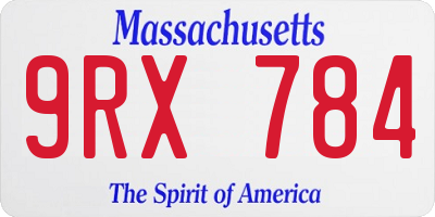 MA license plate 9RX784
