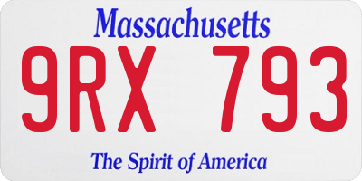 MA license plate 9RX793