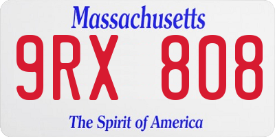 MA license plate 9RX808