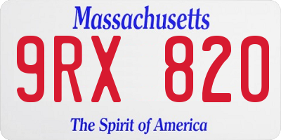 MA license plate 9RX820