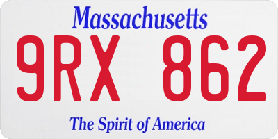 MA license plate 9RX862