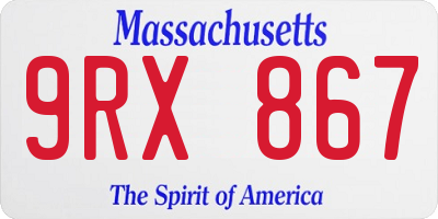 MA license plate 9RX867