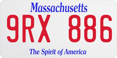 MA license plate 9RX886