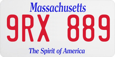 MA license plate 9RX889