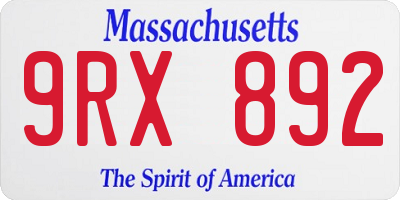 MA license plate 9RX892