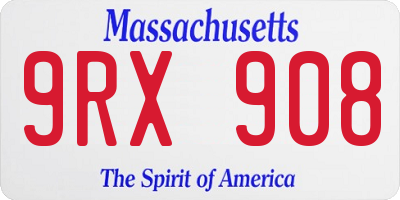 MA license plate 9RX908
