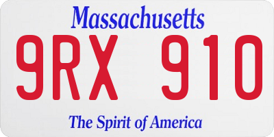 MA license plate 9RX910