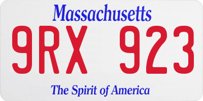 MA license plate 9RX923