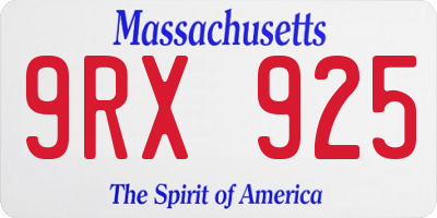 MA license plate 9RX925