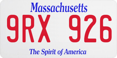 MA license plate 9RX926
