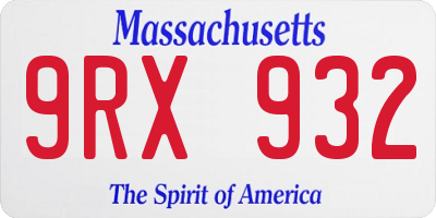MA license plate 9RX932