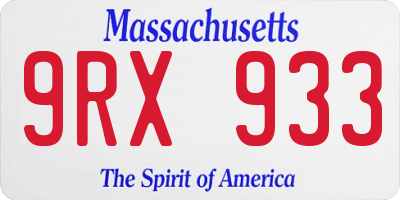 MA license plate 9RX933