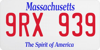 MA license plate 9RX939