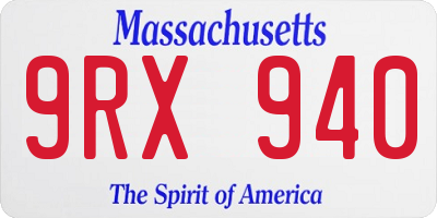 MA license plate 9RX940