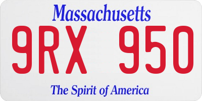 MA license plate 9RX950