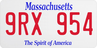 MA license plate 9RX954