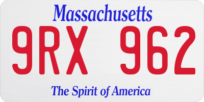 MA license plate 9RX962
