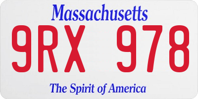 MA license plate 9RX978