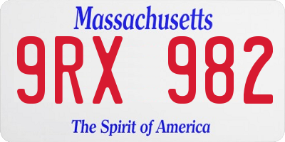 MA license plate 9RX982