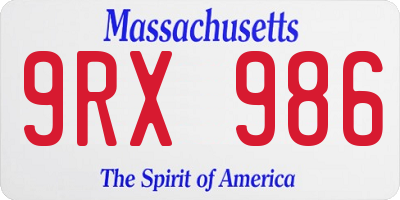 MA license plate 9RX986
