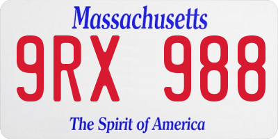 MA license plate 9RX988