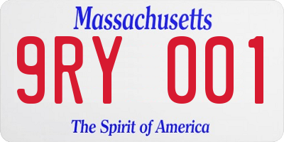 MA license plate 9RY001