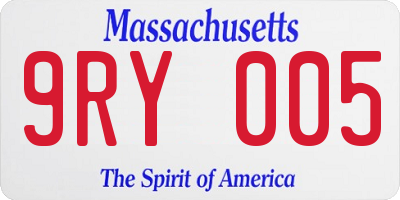 MA license plate 9RY005
