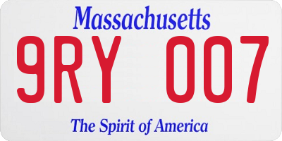 MA license plate 9RY007