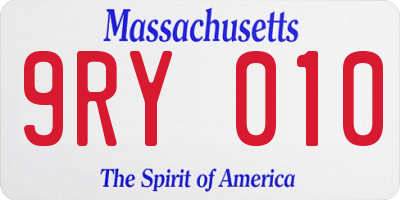 MA license plate 9RY010