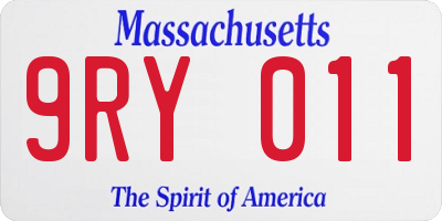 MA license plate 9RY011