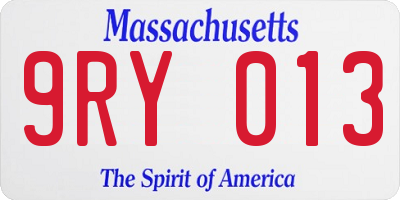 MA license plate 9RY013