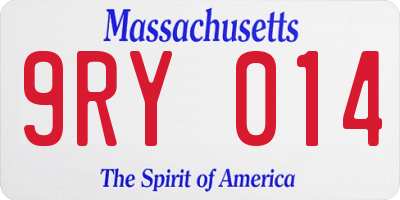 MA license plate 9RY014