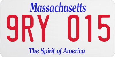 MA license plate 9RY015