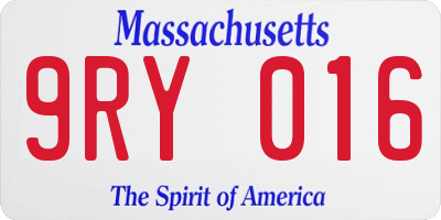 MA license plate 9RY016
