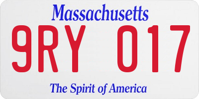 MA license plate 9RY017