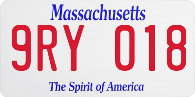 MA license plate 9RY018