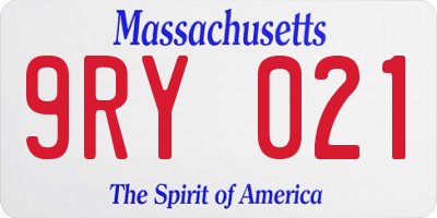 MA license plate 9RY021