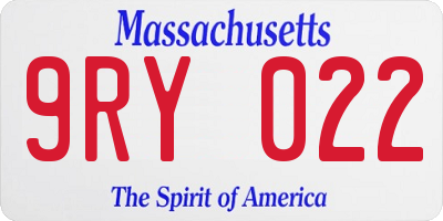 MA license plate 9RY022