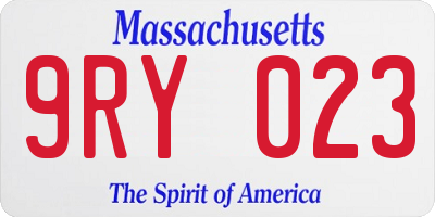 MA license plate 9RY023