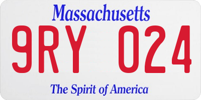 MA license plate 9RY024