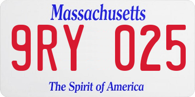 MA license plate 9RY025