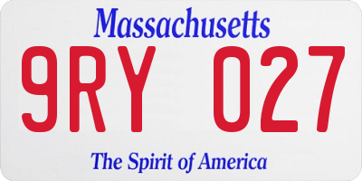 MA license plate 9RY027