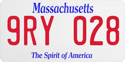 MA license plate 9RY028