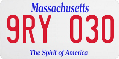 MA license plate 9RY030